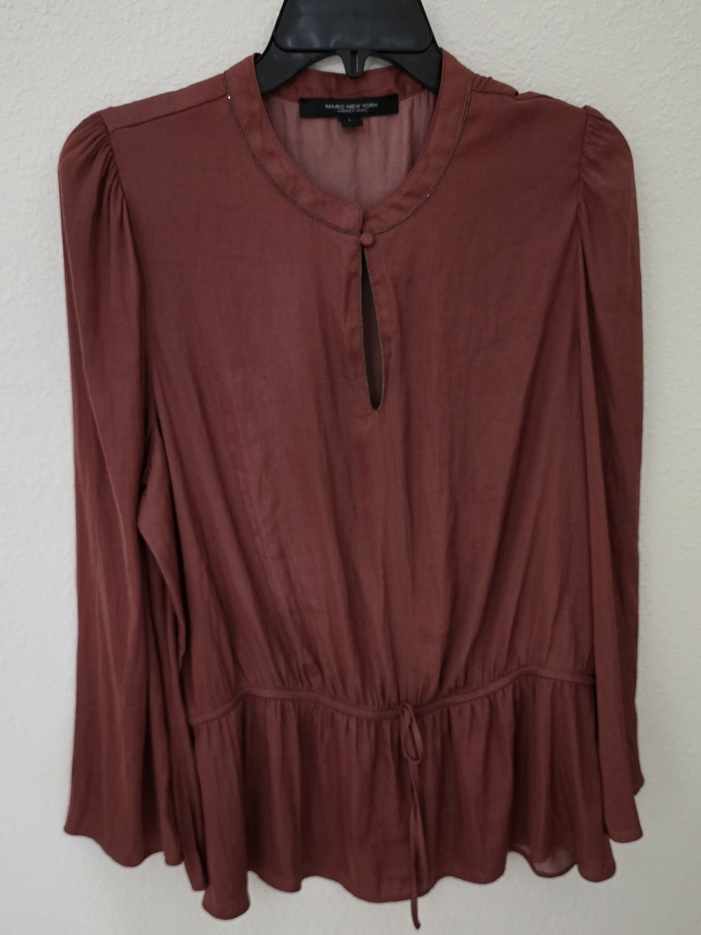 Marc New York Long-Sleeve Peplum Blouse in Rust